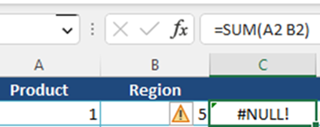 Null Text Error in Excel