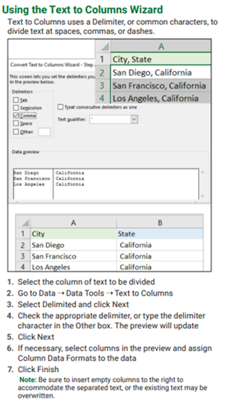 Example of Separating Text into Columns