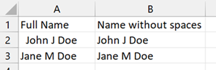 Trim Example in Excel