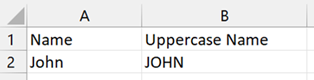 Change the case of a text string to uppercase in Excel