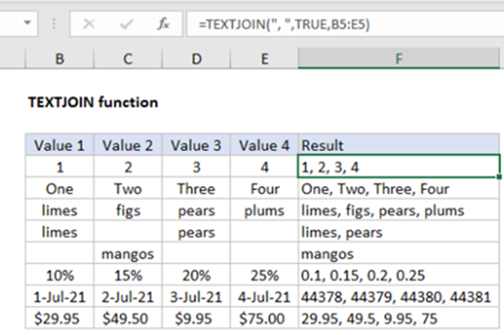 Join Text from Multiple Cells in Excel