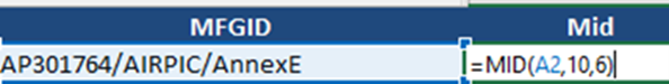 Extract Middle Portion of Text from Excel