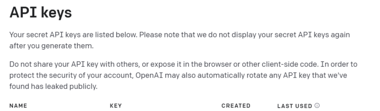 OpenAI API Keys